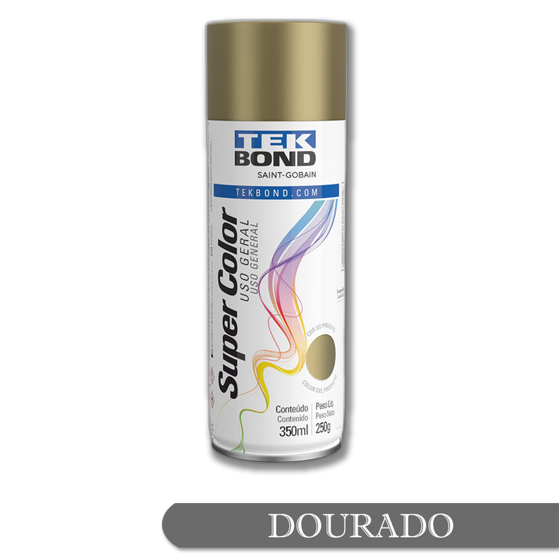 02 tinta spray uso geral 350ml tekbond dourado 1 lata