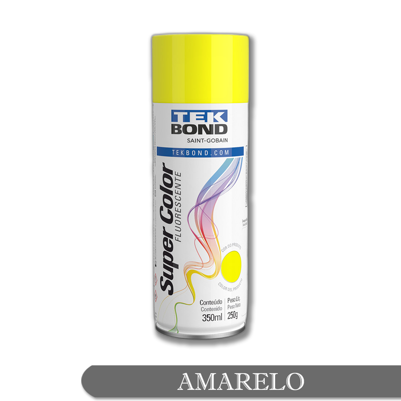 01 tinta spray fluorescente 350ml tekbond amarelo fluorescente 1 lata