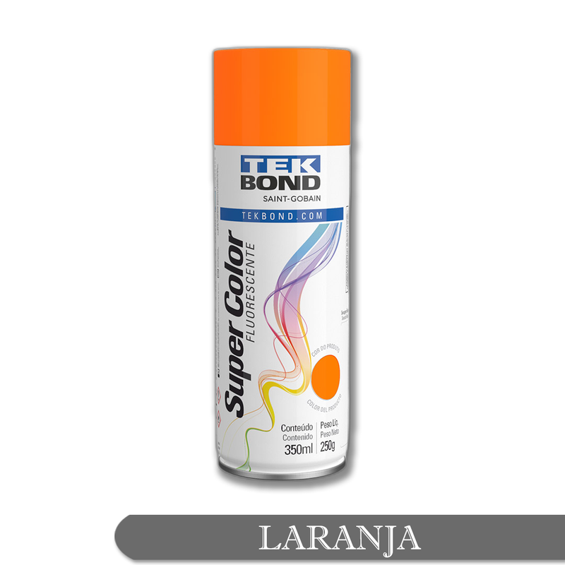 01 tinta spray fluorescente 350ml tekbond laranja fluorescente 1 lata