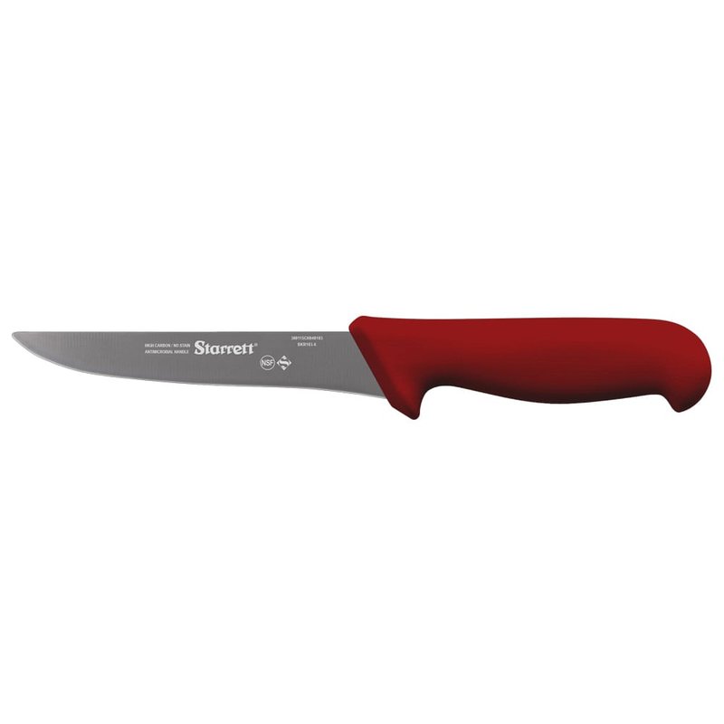 01 faca de desossa lamina reta larga 15cm cabo vermelho bkr103 6 starrett